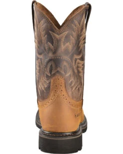 Ariat Men's 10" Sierra Pull On Western Work Boots - Square Toe -Men Western Cowboy 030390 BR BK