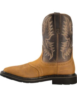 Ariat Men's 10" Sierra Pull On Western Work Boots - Square Toe -Men Western Cowboy 030390 BR LT
