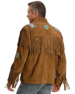 Liberty Wear Eagle Bead Fringed Suede Leather Jacket - Big & Tall -Men Western Cowboy 082B37 35 P2