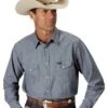 Wrangler Men's Solid Chambray Long Sleeve Work Shirt 