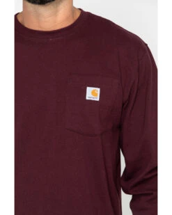 Carhartt Men's Loose Fit Heavyweight Long Sleeve Logo Pocket Work T-Shirt -Men Western Cowboy 086854 ML D3