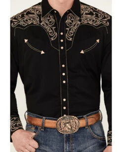 Scully Men's Embroidered Scroll Long Sleeve Snap Western Shirt -Men Western Cowboy 0927J8 89 P3