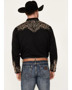 Scully Men's Embroidered Scroll Long Sleeve Snap Western Shirt -Men Western Cowboy 0927J8 89 P4