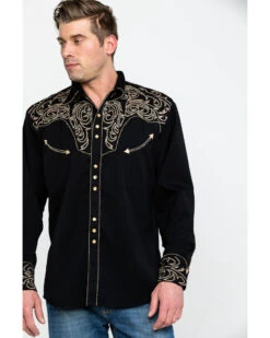 Scully Men's Embroidered Scroll Long Sleeve Snap Western Shirt -Men Western Cowboy 0927J8 89 P5