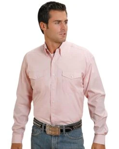 Stetson Men's Solid Long Sleeve Button Down Western Shirt