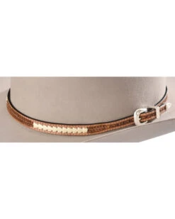 Stitched Basketweave Leather Hat Band