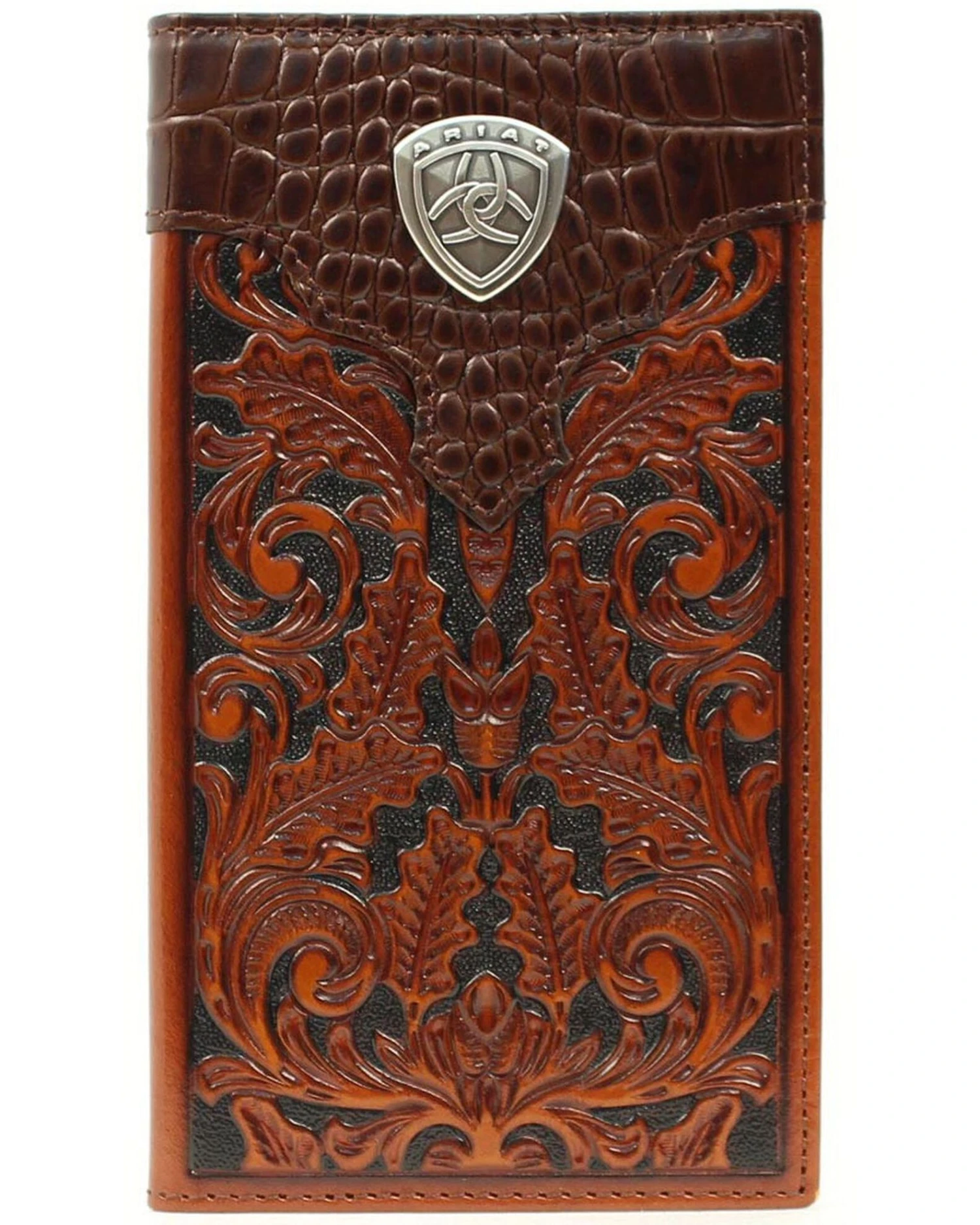 Ariat Men's Rodeo Bi-Fold Tooled Leather Wallet 1 Ariat Men's Rodeo Bi-Fold Tooled Leather Wallet