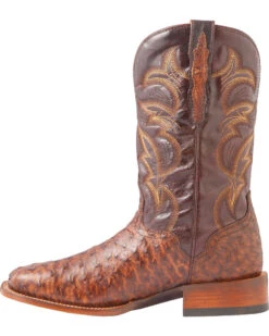 El Dorado Men's Handmade Full Quill Ostrich Stockman Boots - Broad Square Toe -Men Western Cowboy 2000221953 221 LT