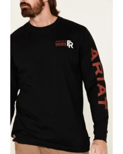 Ariat Men's FR Logo Crew Neck Long Sleeve Shirt -Men Western Cowboy 2000222967 001 P3