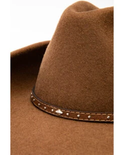 Cody James Men's Fawn Pinch Front Leather Stud Band Wool Hat  -Men Western Cowboy 2000234015 200 P6