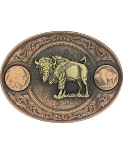 Montana Silversmiths Men's Copper Buffalo Indian Head Nickel Belt Buckle 