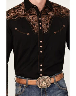 Scully Men's Embroidered Gunfighter Long Sleeve Snap Western Shirt  -Men Western Cowboy 2000245293 001 P2