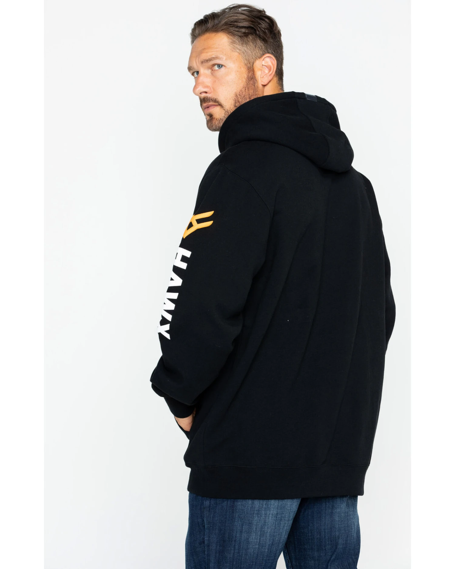 Hawx Men's Logo Sleeve Hooded Work Sweatshirt 2 Hawx Men's Logo Sleeve Hooded Work Sweatshirt - Image 2