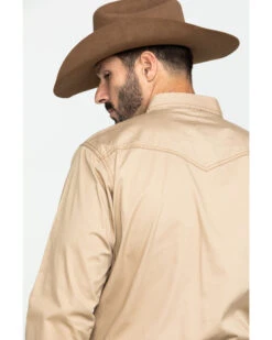 Wrangler Retro Men's Tan Solid Long Sleeve Western Shirt - Tall  -Men Western Cowboy 2000292992 280 P5