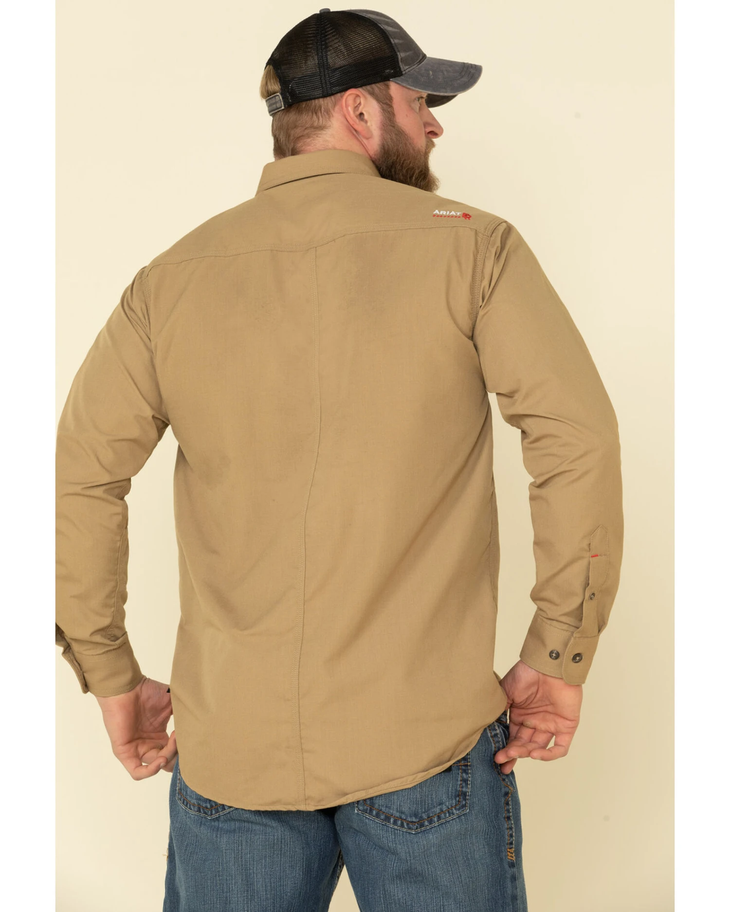 Ariat Men's Khaki FR Solid Featherlight Long Sleeve Work Shirt 2 Ariat Men's Khaki FR Solid Featherlight Long Sleeve Work Shirt - Image 2