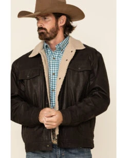 Cripple Creek Men's Leather Sherpa Lined Jacket 