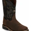 Justin Men's Fireman Black Western Boots - Square Toe