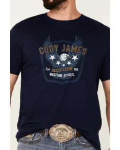 Cody James Men's Heather Navy Eagle Western Graphic Short Sleeve T-Shirt  -Men Western Cowboy 2000343149 410 P3