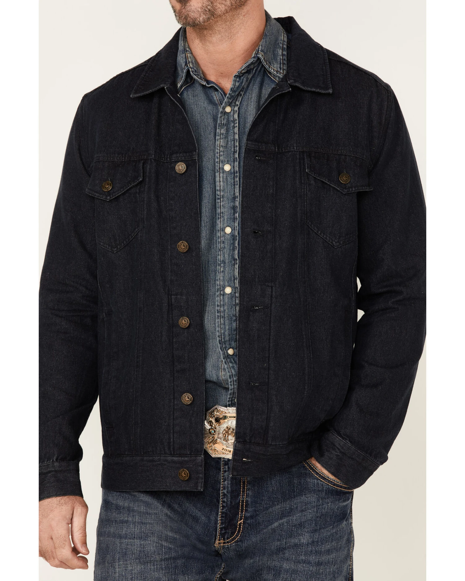 Cody James Men's Indigo Washed Button Down Unlined Denim Jacket 3 Cody James Men's Indigo Washed Button Down Unlined Denim Jacket - Image 3