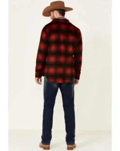 Powder River Outfitters Men's Red Ombre Plaid Wool Button-Front Shirt Jacket  -Men Western Cowboy 2000345241 910 P4