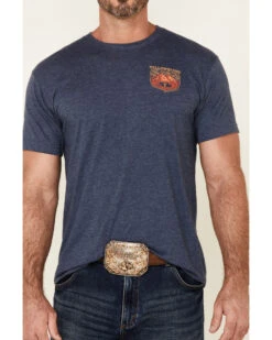 Paramount Network’s Yellowstone Men's Heather Navy Dutton Ranch Mountain Range Graphic Short Sleeve T-Shirt  -Men Western Cowboy 2000349576 410 P3