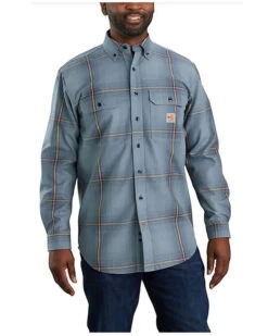 Carhartt Men's FR Steel Twill Plaid Work Shirt 