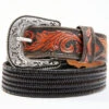 Cody James Men's Brown Floral Hand Tooled Stretch Bonded Strap Western Belt 