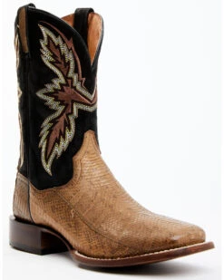 Dan Post Men's Taupe Water Snake Exotic Western Boots - Broad Square Toe 