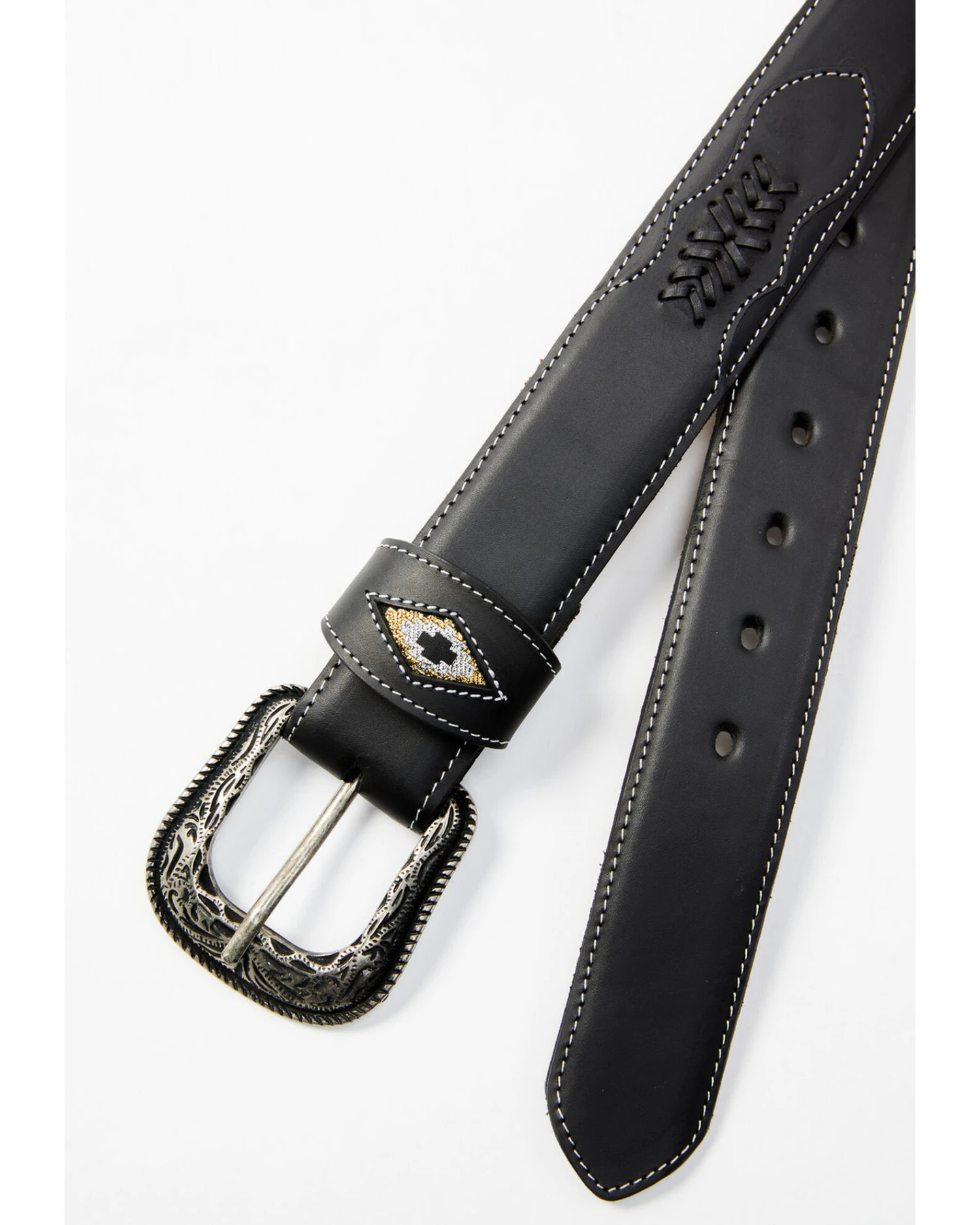 Cody James Men's Black Southwestern Center Inlay Western Belt 2 Cody James Men's Black Southwestern Center Inlay Western Belt - Image 2