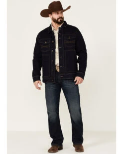 Blue Ranchwear Men's Button-Down Dark Denim Trucker Jacket 7 Blue Ranchwear Men's Button-Down Dark Denim Trucker Jacket -Men Western Cowboy 2000358857 401 P3
