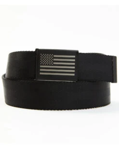 Brothers & Sons Men's Antique Flag Plaque Buckle Nylon Belt