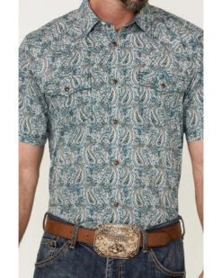 Cody James Men's Vista Paisley Print Short Sleeve Snap Western Shirt - Big & Tall  -Men Western Cowboy 2000359547 400 P3