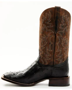 Cody James Men's Saddle Black Full-Quill Ostrich Exotic Western Boots - Broad Square Toe  -Men Western Cowboy 2000359778 001 P3