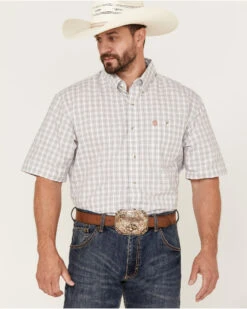 George Strait By Wrangler Men's Small Plaid Print Button Down Western Shirt 