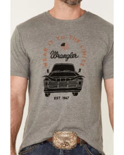 Wrangler Men's Heather Gray Longhorn Car Graphic Short Sleeve T-Shirt 6 Wrangler Men's Heather Gray Longhorn Car Graphic Short Sleeve T-Shirt -Men Western Cowboy 2000360903 020 P3