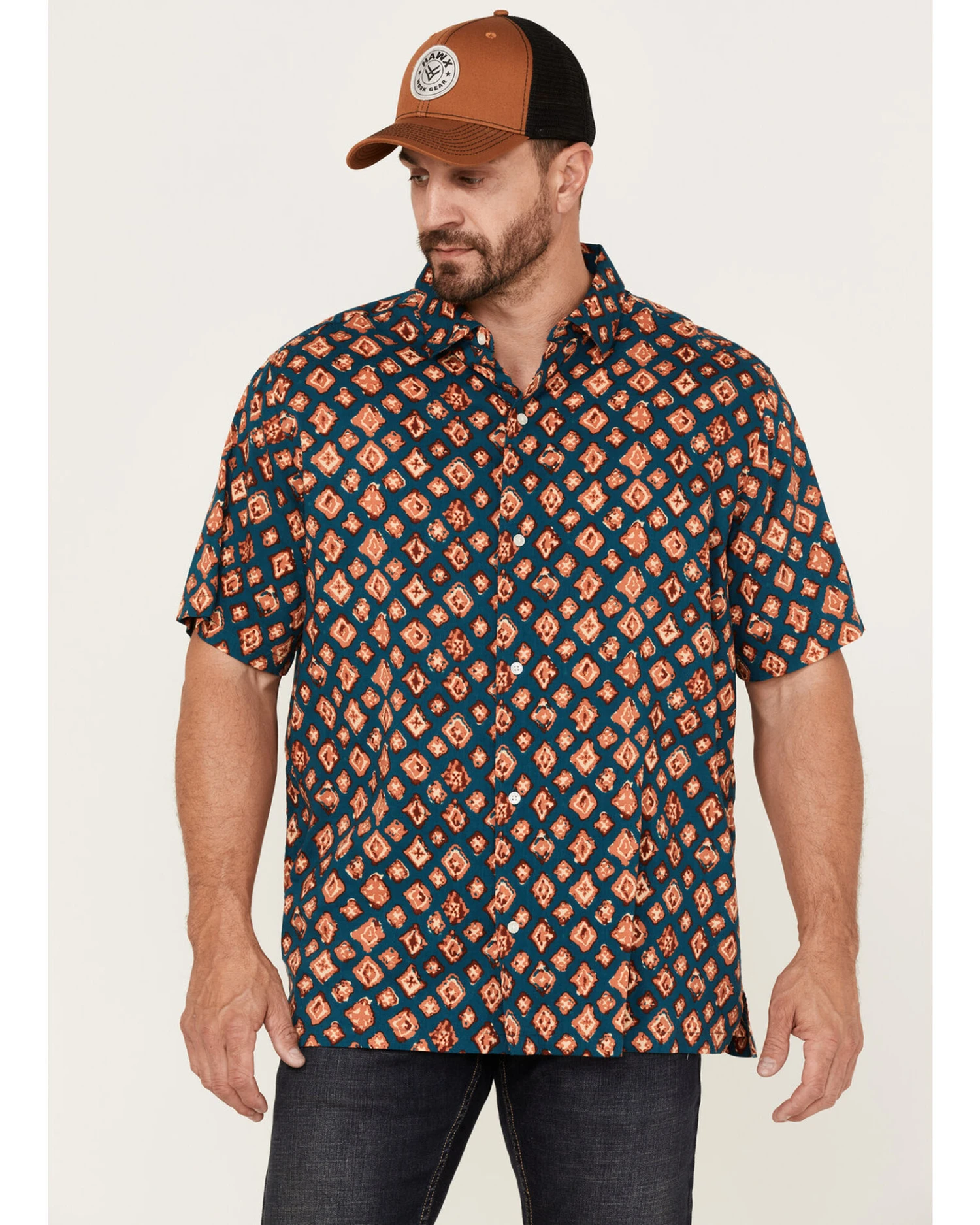 Gibson Men's Honky Tonk Southwestern Print Short Sleeve Button-Down Western Shirt 1 Gibson Men's Honky Tonk Southwestern Print Short Sleeve Button-Down Western Shirt