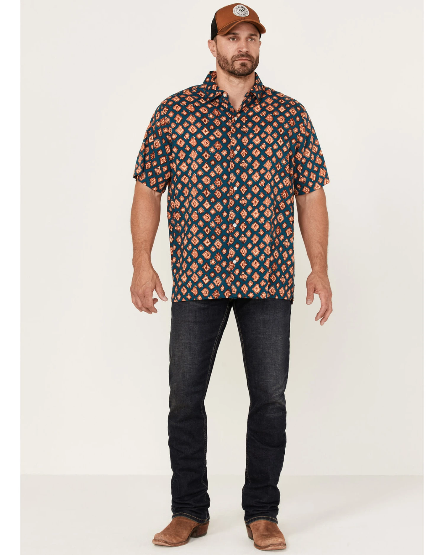 Gibson Men's Honky Tonk Southwestern Print Short Sleeve Button-Down Western Shirt 2 Gibson Men's Honky Tonk Southwestern Print Short Sleeve Button-Down Western Shirt - Image 2