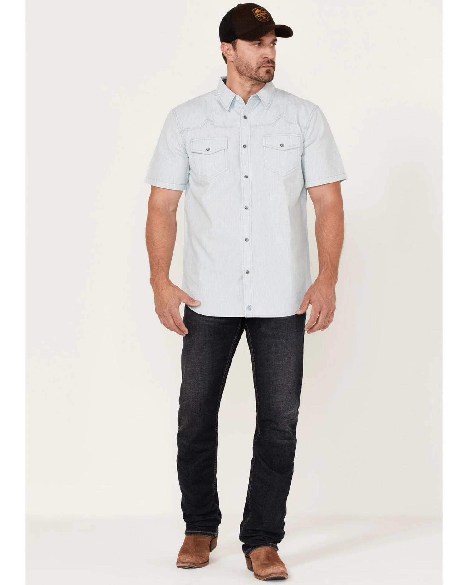 Moonshine Spirit Men's Side Stage Solid Short Sleeve Snap Western Shirt 2 Moonshine Spirit Men's Side Stage Solid Short Sleeve Snap Western Shirt - Image 2
