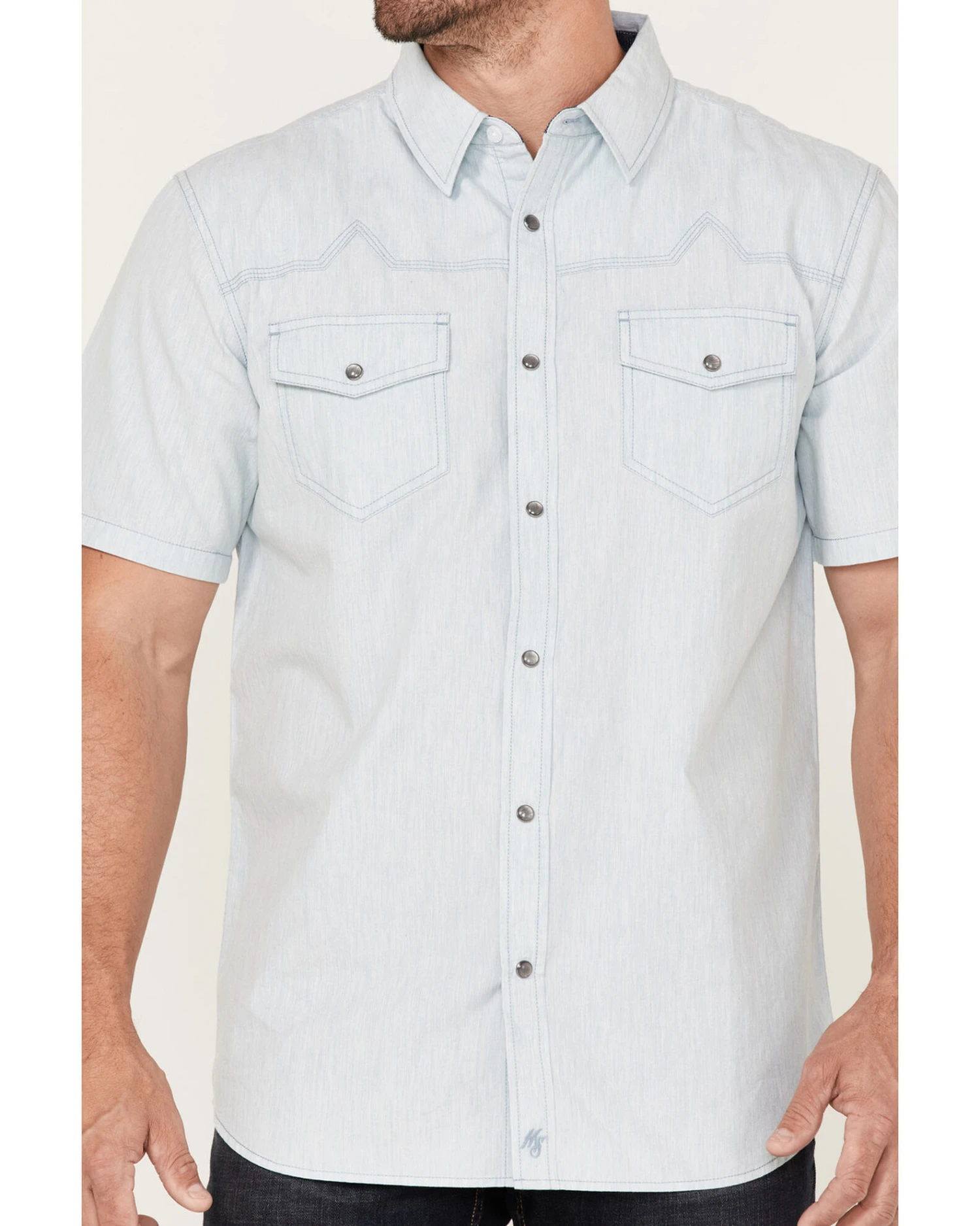Moonshine Spirit Men's Side Stage Solid Short Sleeve Snap Western Shirt 3 Moonshine Spirit Men's Side Stage Solid Short Sleeve Snap Western Shirt - Image 3