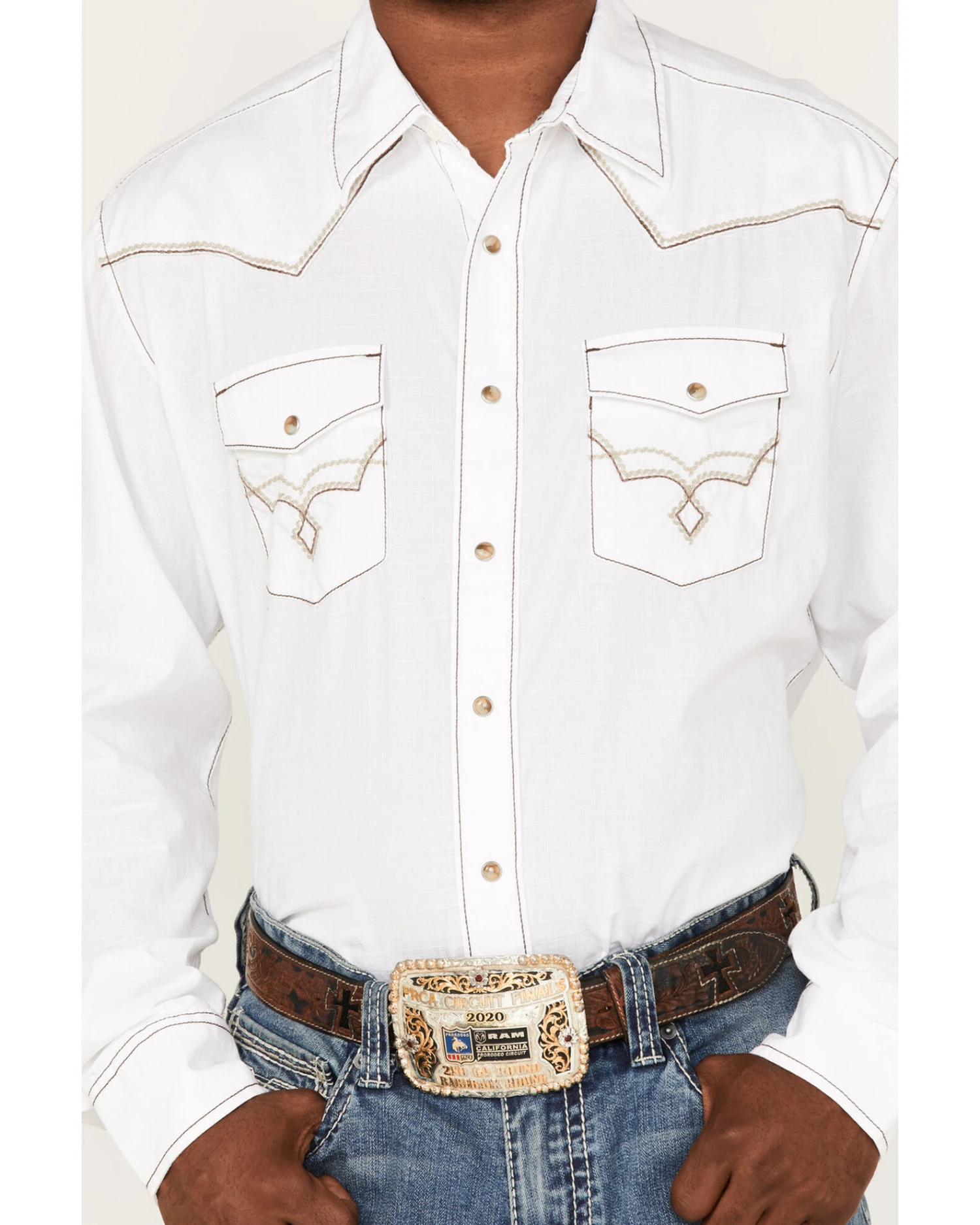 Rock 47 By Wrangler Men's Embroidered Long Sleeve Snap Western Shirt 3 Rock 47 By Wrangler Men's Embroidered Long Sleeve Snap Western Shirt - Image 3