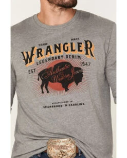 Wrangler Men's Buffalo Logo Graphic Long Sleeve T-Shirt -Men Western Cowboy 2000366049 020 P3