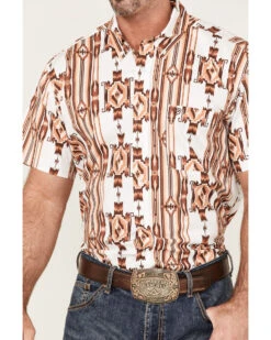 Rock & Roll Denim Men's Vertical Southwestern Stripe Short Sleeve Button Down Western Shirt  -Men Western Cowboy 2000367865 101 P3