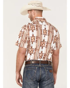 Rock & Roll Denim Men's Vertical Southwestern Stripe Short Sleeve Button Down Western Shirt  -Men Western Cowboy 2000367865 101 P4