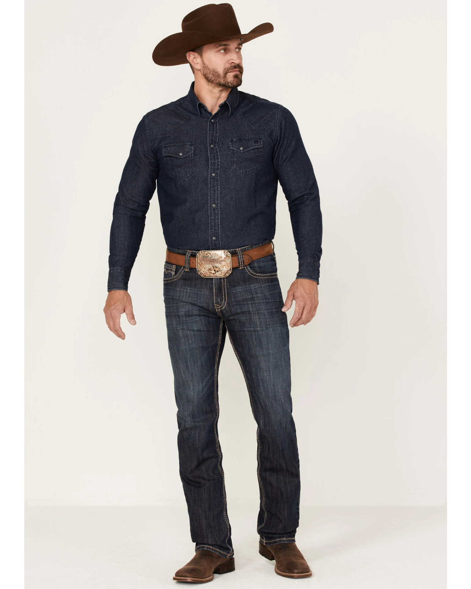 Rock & Roll Denim Men's Revolver Dark Wash Stretch Slim Straight Jeans 3 Rock & Roll Denim Men's Revolver Dark Wash Stretch Slim Straight Jeans - Image 3