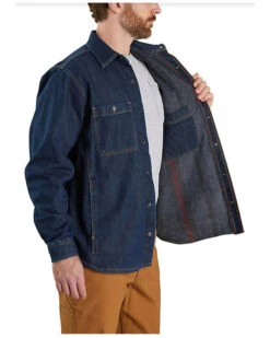 Carhartt Men's Relaxed Fit Denim Fleece Lined Snap-Front Shirt Jacket -Men Western Cowboy 2000370127 400 P3