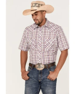 Roper Men's Classic Plaid Short Sleeve Pearl Snap Western Shirt 