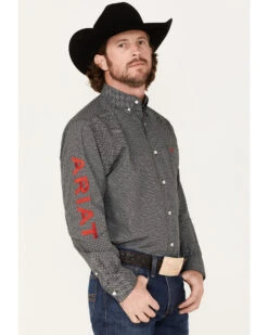 Ariat Men's Team Massimo Diamond Geo Print Logo Button Down Western Shirt  -Men Western Cowboy 2000371684 021 P2