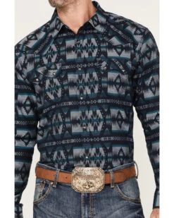 Moonshine Spirit Men's Wolf Moon Southwestern Stripe Snap Western Shirt  -Men Western Cowboy 2000374121 410 P3
