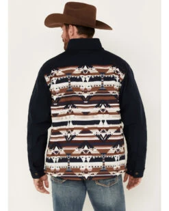 Cinch Men's Color-Block Southwestern Print Logo Zip-Front Softshell Jacket  -Men Western Cowboy 2000375182 410 P4