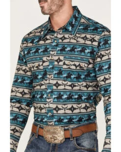 Rock & Roll Denim Men's Dale Brisby Southwestern Print Long Sleeve Snap Western Shirt -Men Western Cowboy 2000376156 442 P3